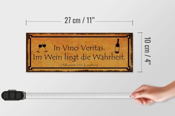 Panneau en bois disant 27x10cm en Vino Veritas dans la vérité du vin 4