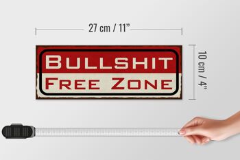 Panneau d'avertissement en bois 27x10cm Bullshit Free Zone 4