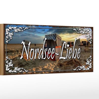 Cartello in legno con scritta 27x10 cm Mare del Nord - Amore