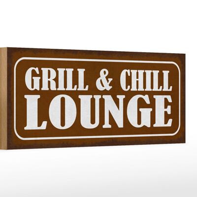 Cartello in legno 27x10 cm Grill Chill Lounge Grilling