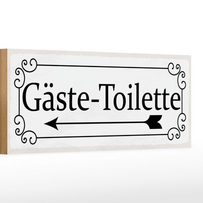 Holzschild Hinweis 27x10cm Gäste-Toilette links