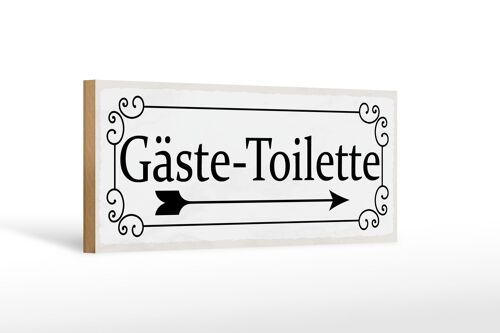 Holzschild Hinweis 27x10cm Gäste-Toilette rechts