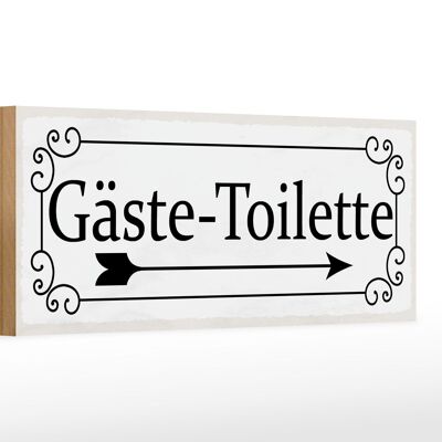 Holzschild Hinweis 27x10cm Gäste-Toilette rechts