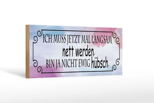 Holzschild Spruch 27x10cm ich muss mal langsam nett werden