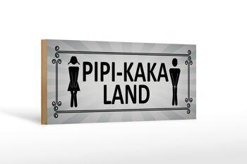 Panneau signalétique en bois 27x10cm Pipi-Kaka Land toilettes 1