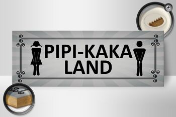Panneau signalétique en bois 27x10cm Pipi-Kaka Land toilettes 2