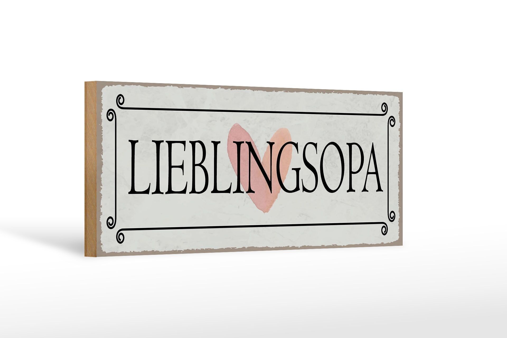 Holzschild Hinweis 27x10cm Lieblingsopa Herz