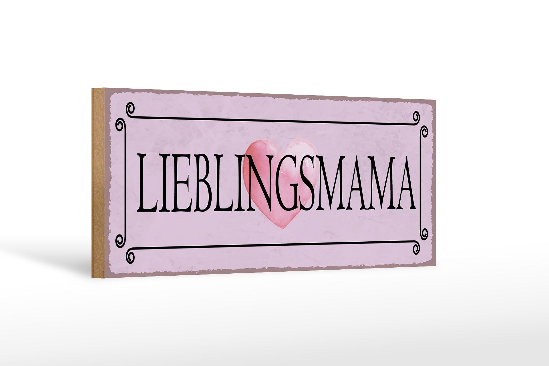 Cartello in legno con nota 27x10 cm cuore della mamma preferita