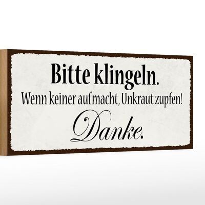 Holzschild Hinweis 27x10cm bitte klingeln keiner aufmacht