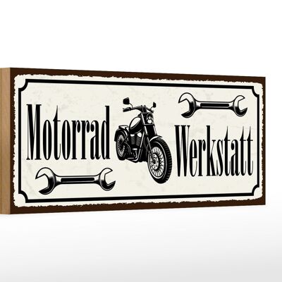 Cartello in legno avviso officina moto 27x10cm