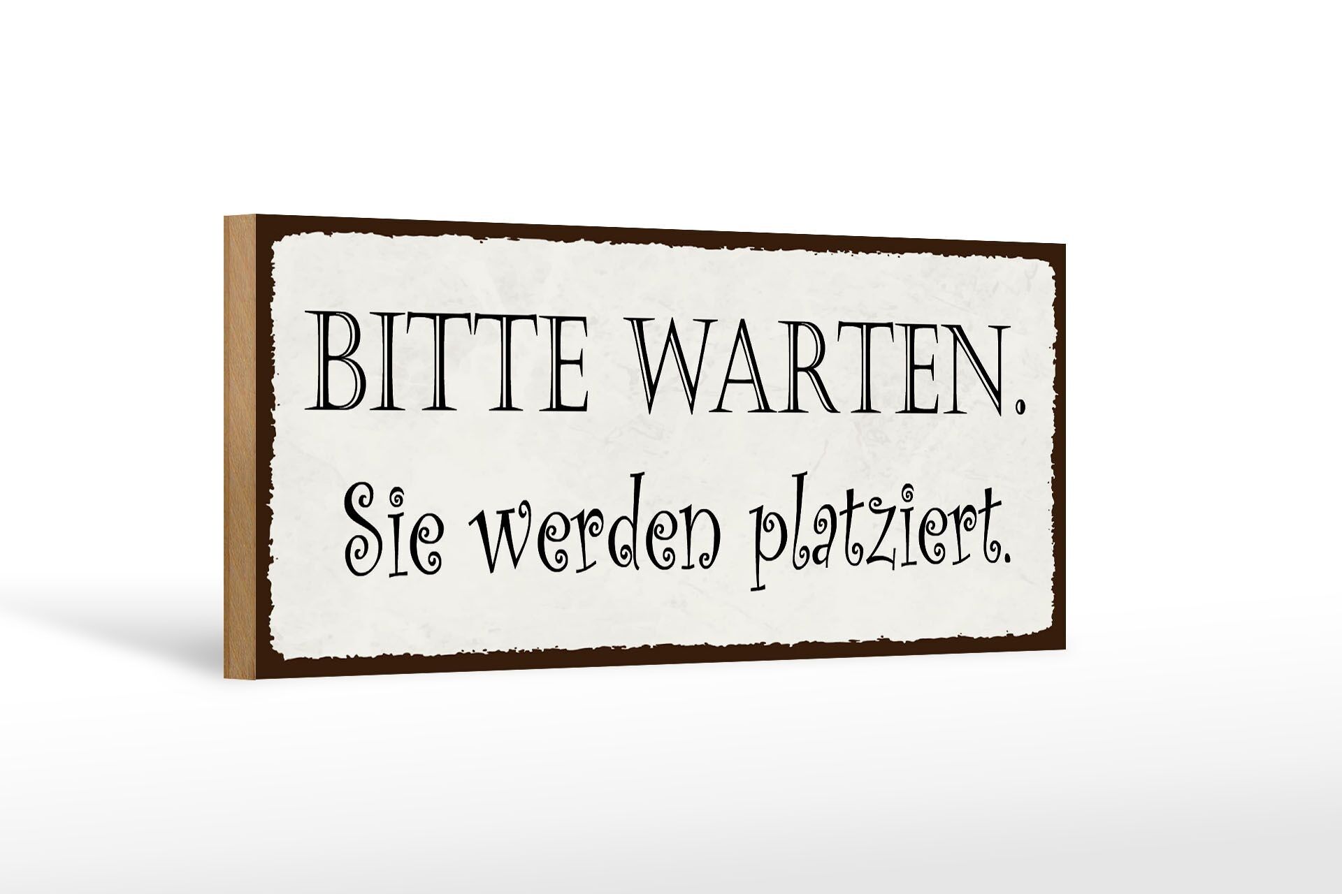 Cartello in legno con scritta 27x10 cm, attendere il posizionamento