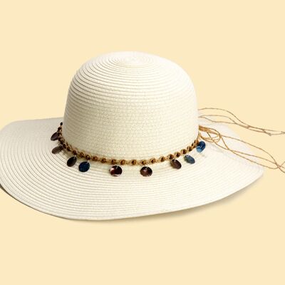 BEIGE HAT DECORATED WITH SHELLS