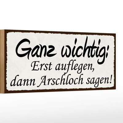 Holzschild Spruch 27x10cm Erst auflegen dann Arschloch