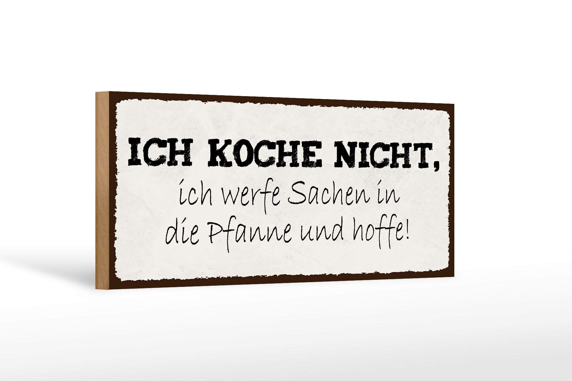 Cartel de madera que dice 27x10cm No cocino tiro cosas