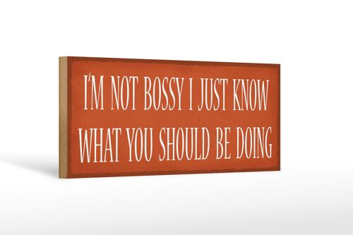 Holzschild Spruch 27x10cm i`m not bossy i just know what