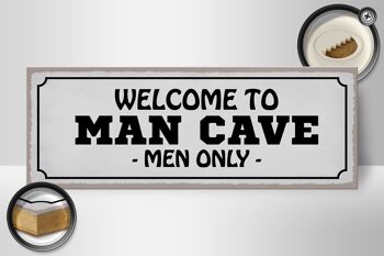 Panneau en bois disant 27x10cm Bienvenue chez les hommes des cavernes uniquement 2