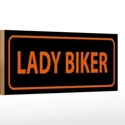 Cartello in legno nota 27x10 cm lady biker