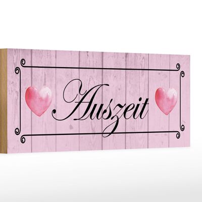 Cartello in legno con scritta time out cuori rosa 27x10 cm