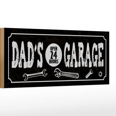 Cartello in legno con scritta "Garage di papà" 27x10 cm aperto 24 ore su 24