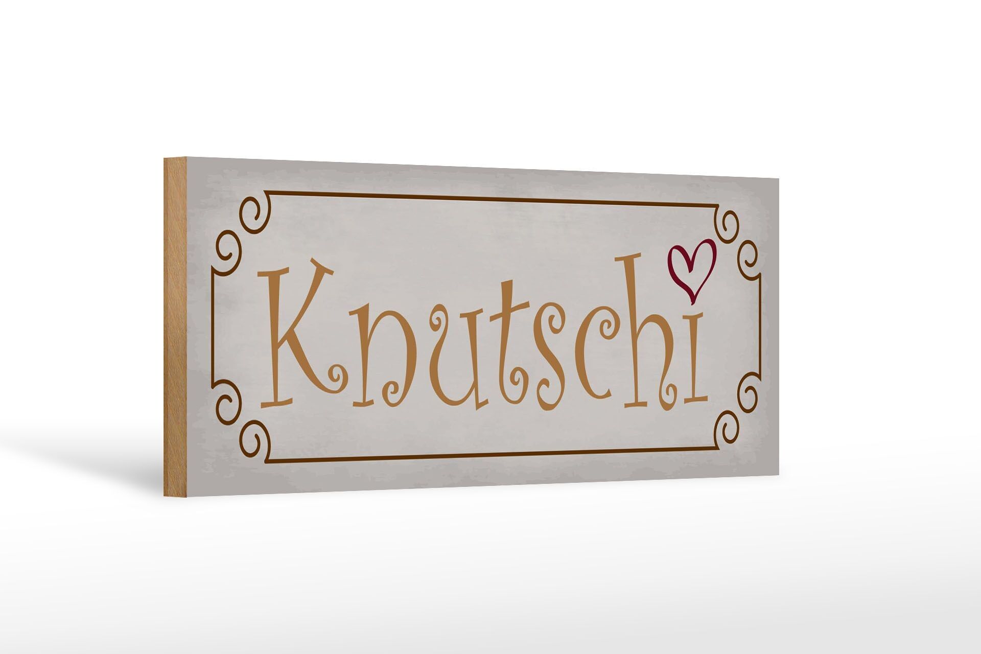 Cartello in legno con scritta "Cuore Knutschi" 27x10 cm
