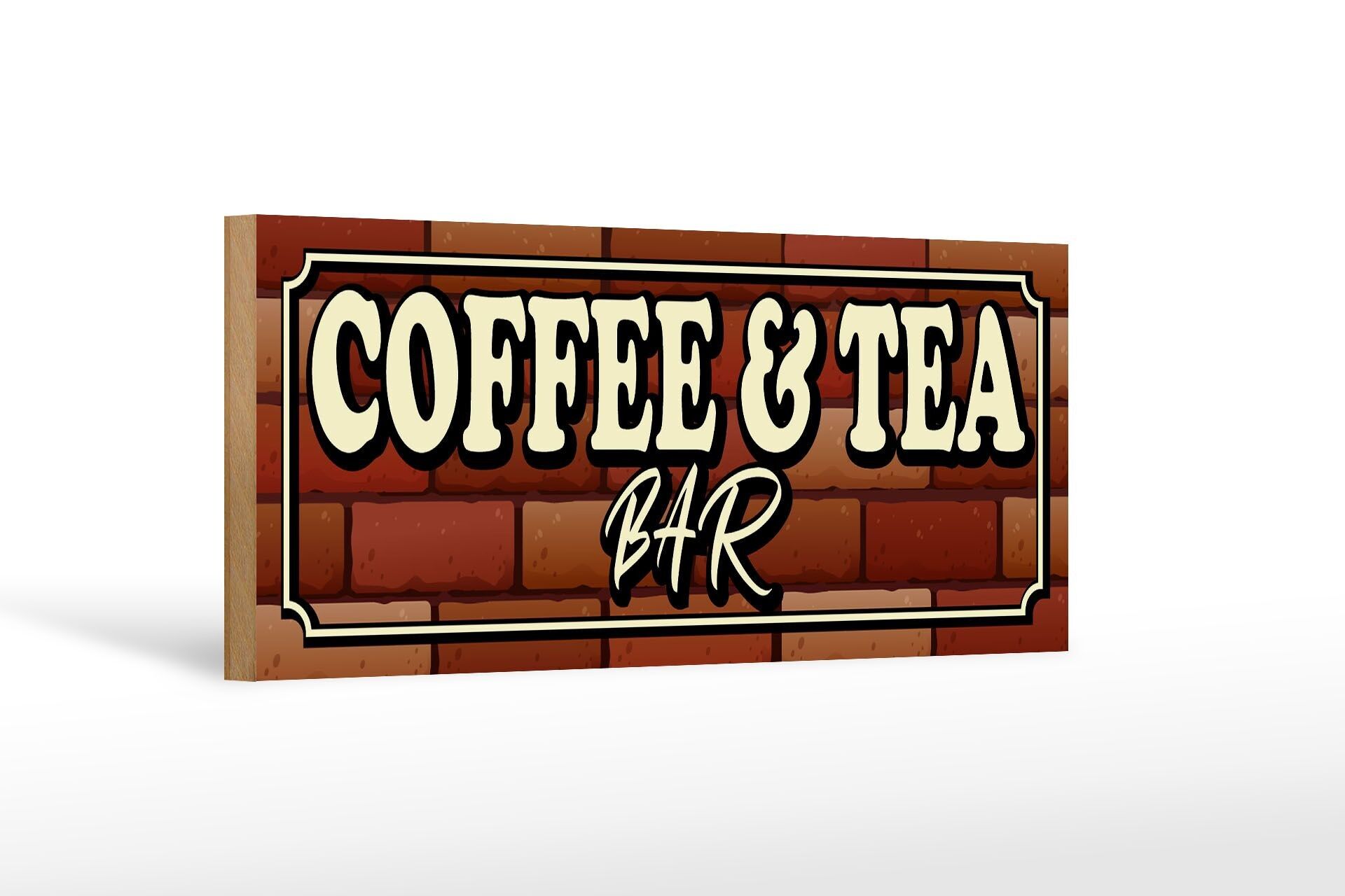 Cartello in legno con scritta 27x10 cm Coffee &amp; Tea Bar Coffee Tea