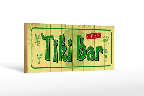 Holzschild Spruch 27x10cm Tiki Bar open