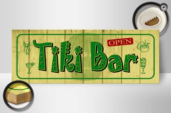 Panneau en bois indiquant 27x10cm Tiki Bar ouvert 2