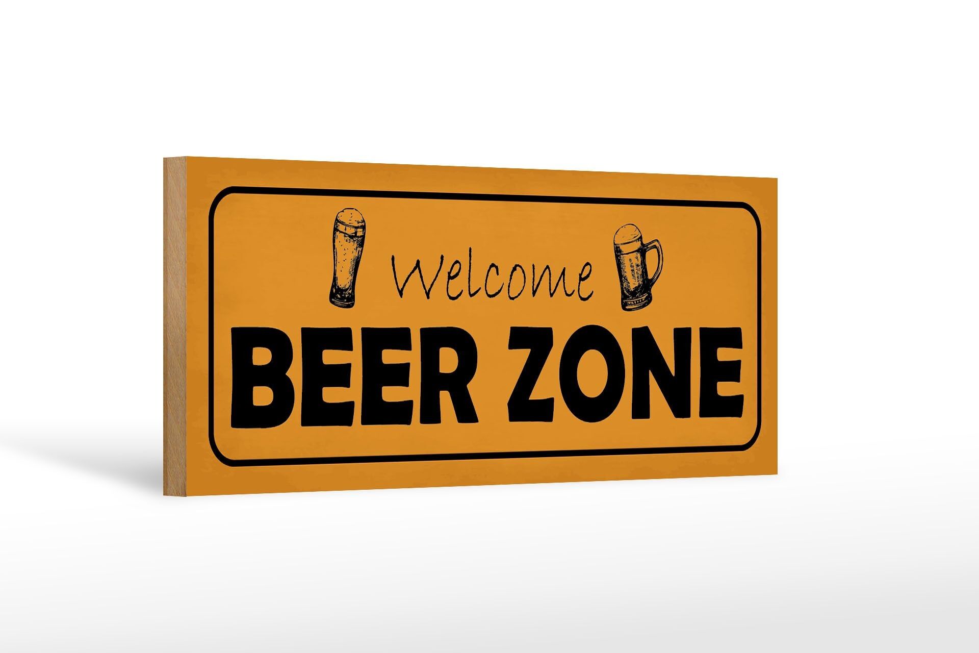 Cartello in legno con scritta "Welcome Beer Zone" 27x10 cm