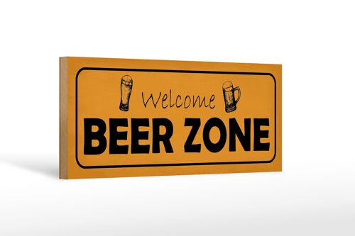 Holzschild Spruch 27x10cm welcome Beer Zone