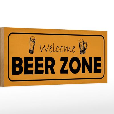 Cartello in legno con scritta "Welcome Beer Zone" 27x10 cm