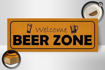 Panneau en bois indiquant 27x10cm bienvenue Beer Zone 2