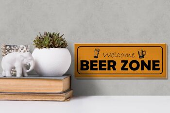 Panneau en bois indiquant 27x10cm bienvenue Beer Zone 3