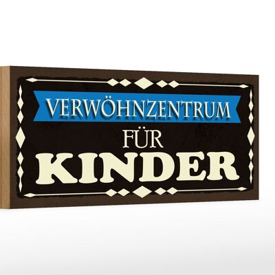 Cartello in legno con scritta "Centro coccole per bambini" 27x10 cm