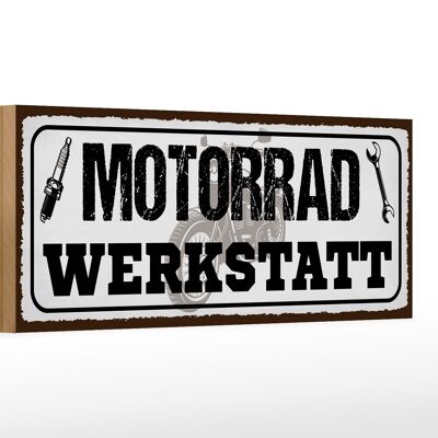 Letrero de madera que dice Herramienta Taller Moto 27x10cm