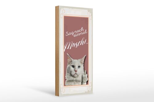 Holzschild Spruch 10x27cm Katze sag noch einmal Muschi