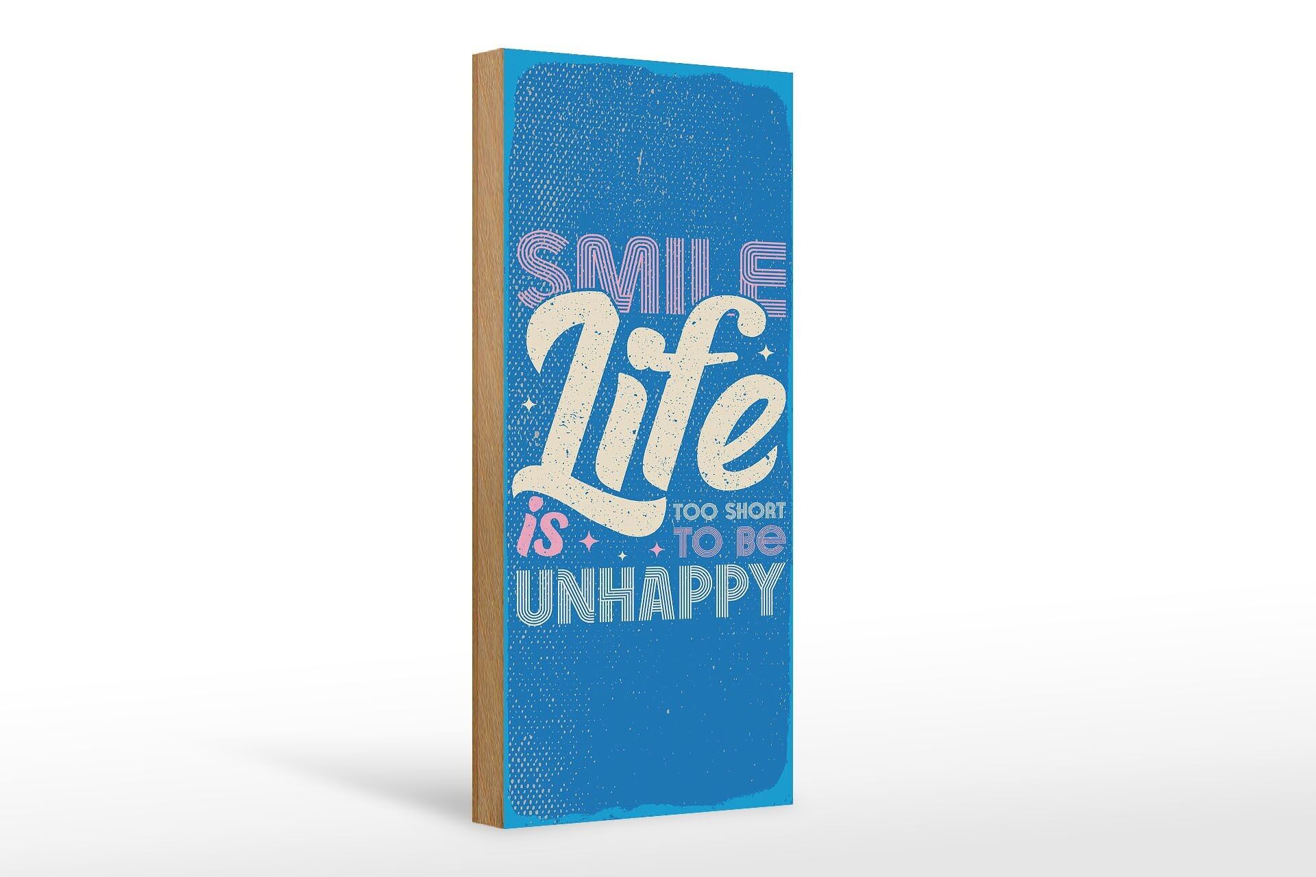Cartello in legno con scritta "sorriso", 10x27 cm, la vita è troppo breve per essere infelici