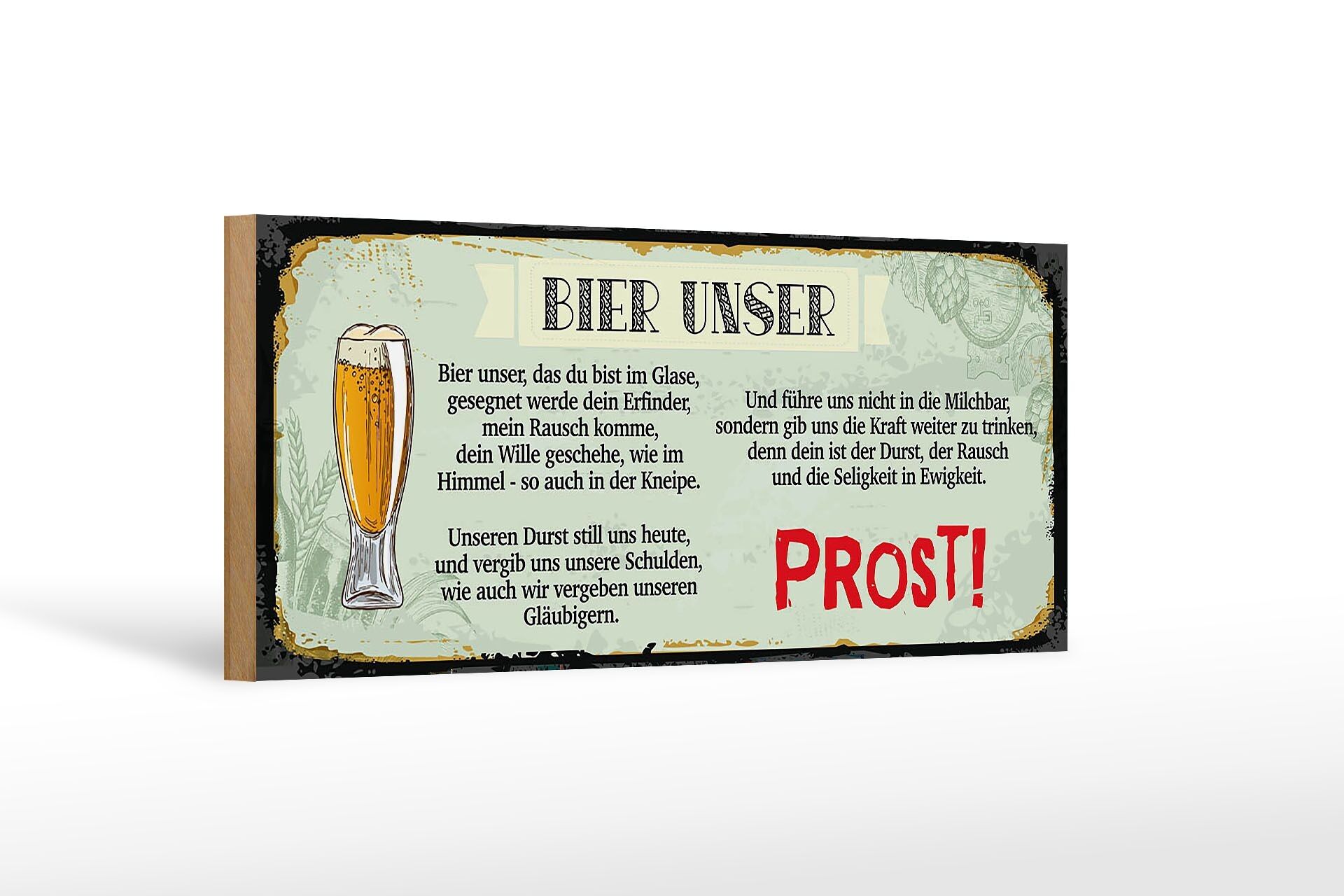 Cartello in legno con scritta 27x10 cm Birra Il nostro cartello Prost