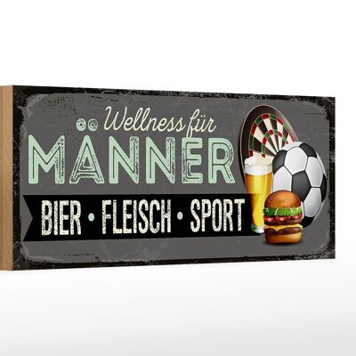 Panneau en bois disant 27x10cm bien-être pour hommes bière viande