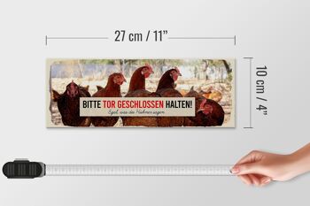 Panneau en bois disant : poulets de 27 x 10 cm, veuillez garder le portail fermé 4