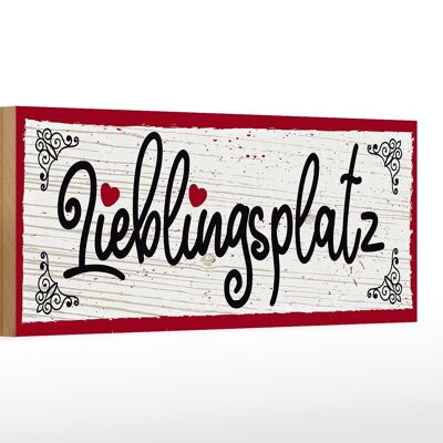 Holzschild Spruch 27x10cm Lieblingsplatz Herz rot