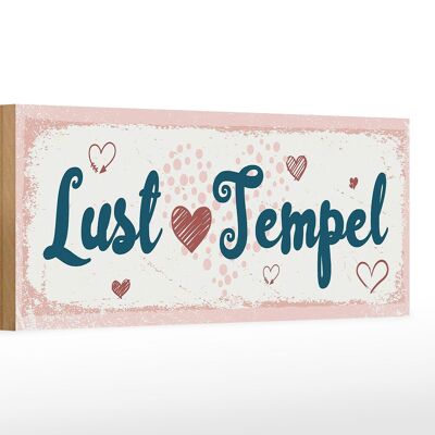 Cartello in legno con scritta 27x10 cm Lust Temple rosa felice