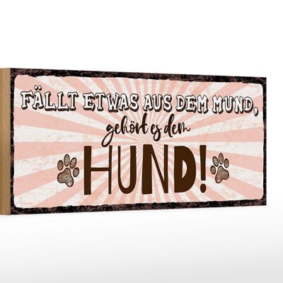 Holzschild Spruch 27x10cm fällt etwas aus dem Mund gehört es dem Hund