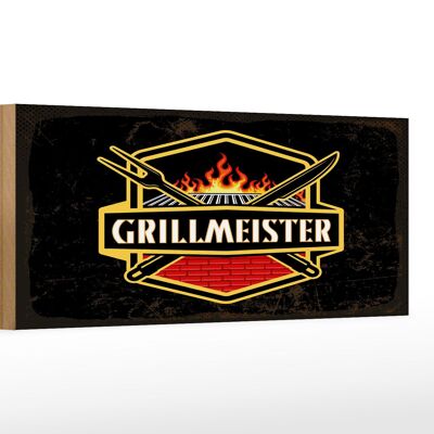 Wooden sign saying 27x10cm Grillmeister