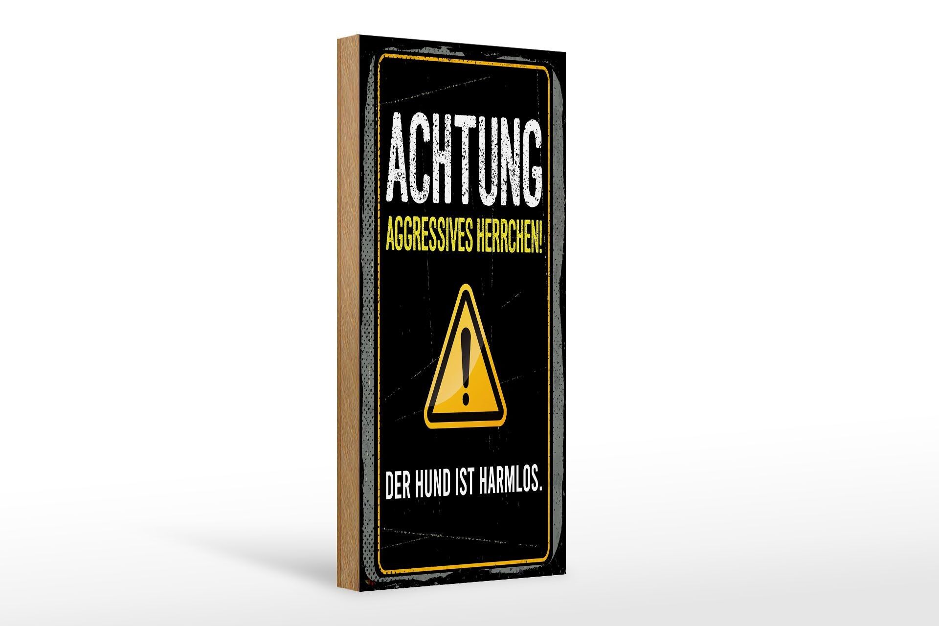 Cartello in legno nota 10x27 cm Attenzione cane proprietario aggressivo