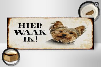 Panneau en bois indiquant 27x10cm Dutch Here Waak ik Yorkshire Terrier 2