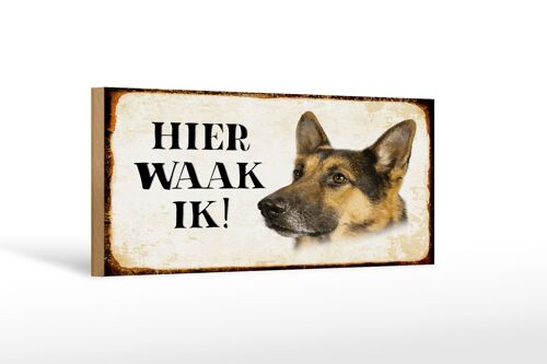 Holzschild Spruch 27x10cm holländisch Hier Waak ik Schäferhund
