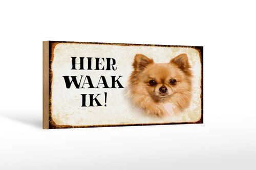 Holzschild Spruch 27x10cm holländisch Hier Waak ik Chihuahua