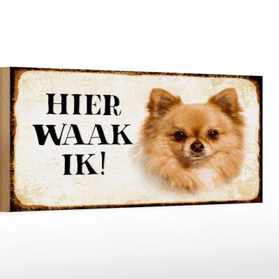 Holzschild Spruch 27x10cm holländisch Hier Waak ik Chihuahua