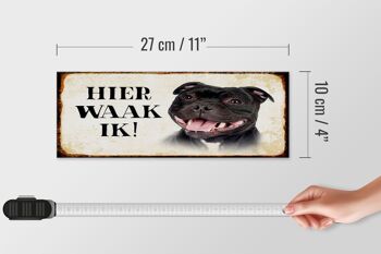 Panneau en bois indiquant 27x10cm Dutch Here Waak ik Staffordshire Bull Terrier 4
