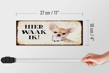 Panneau en bois disant 27x10cm Dutch Here Waak ik Chihuahua avec chaîne 4